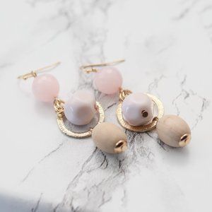 New York & Co Pink Gold-Tone Drop Earrings
